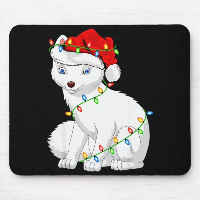 Mousepad Arctic Fox Animal Lover Xmas Santa Hat Arctic Fox  (Frente)