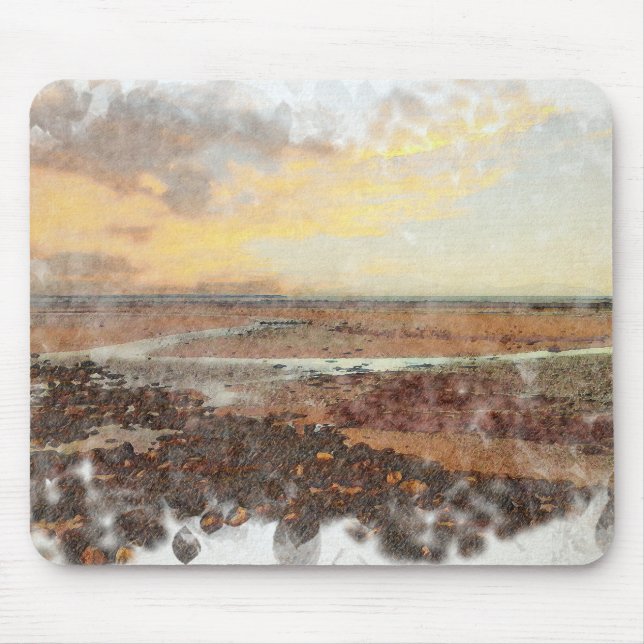 Mousepad Ardrossan Beach Sunset Watercolour (Frente)