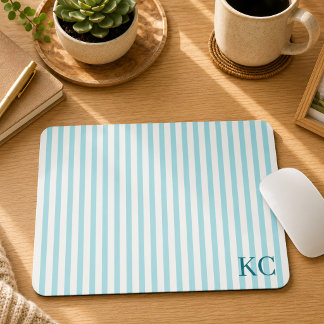 Mousepad Área de Trabalho Listrada com Monograma Personaliz