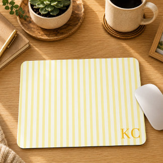 Mousepad Área de Trabalho Listrada com Monograma Personaliz
