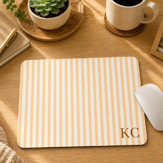 Mousepad Área de Trabalho Listrada com Monograma Personaliz