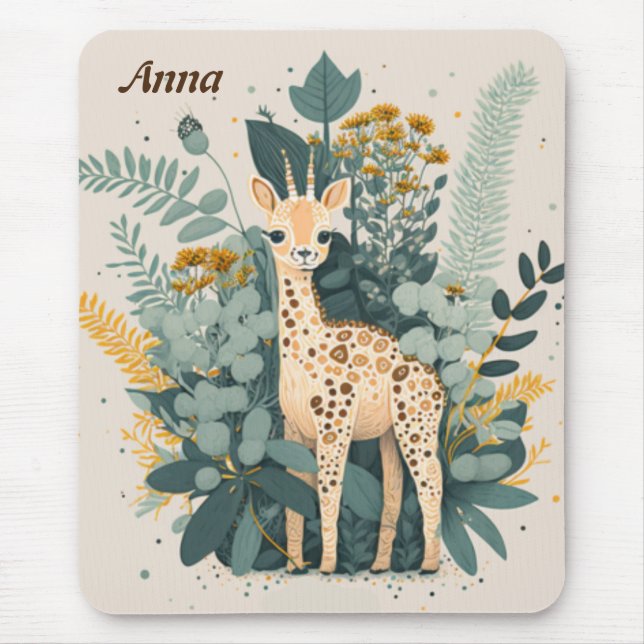 Mousepad Área de transferência de notebook floral girafa (Frente)