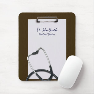 Mousepad Área de Transferência Marrom Médica com Estetoscóp