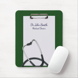 Mousepad Área de transferência verde médica com estetoscópi