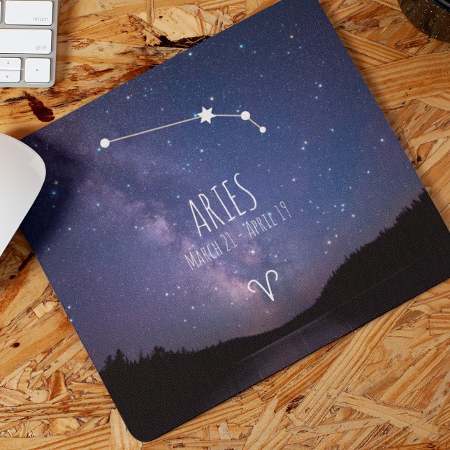 Mousepad Aries | Constelação Zodiac Personalizada (Criador carregado)