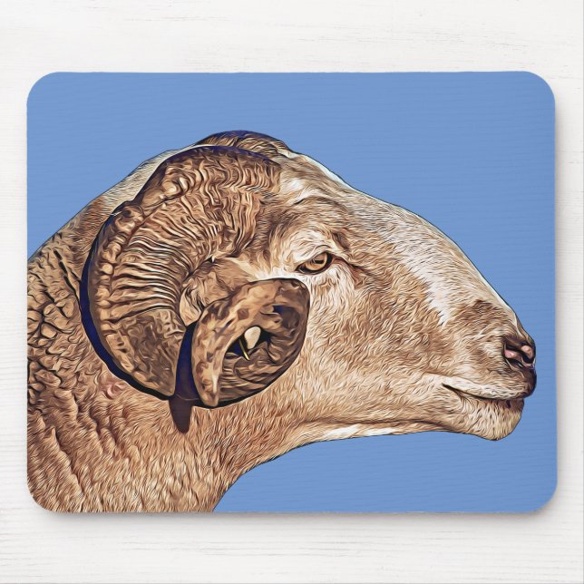 Mousepad Aries Ram SheFace Fazenda Arte Animal (Frente)