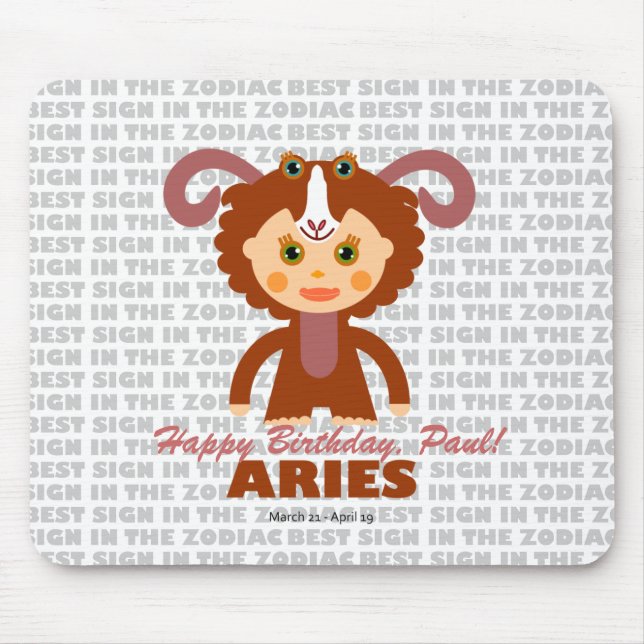 Mousepad Aries Zodiac para Crianças (Frente)