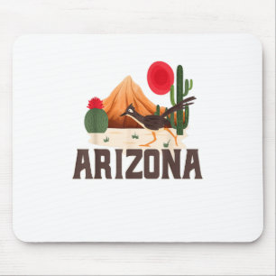 Mousepad Arizona Roadrunner Retro Boho Desert Cactus