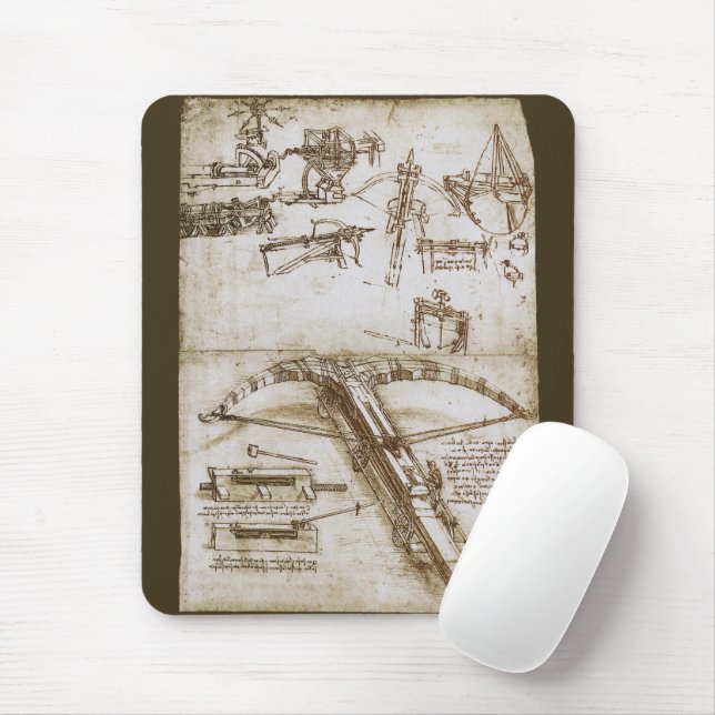 Mousepad Arma de besta gigante esboço de Leonardo da Vinci (Com mouse)
