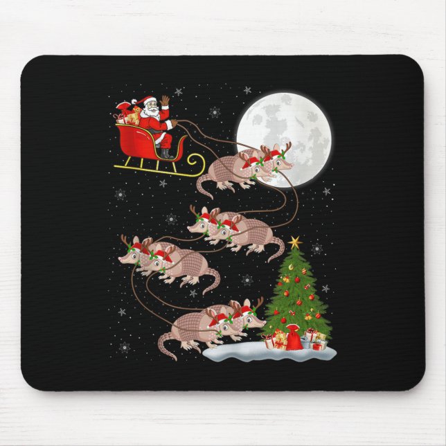Mousepad Armadillo Santa Sleigh Flying Funny Magical Christ (Frente)