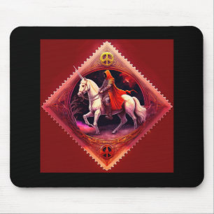 Mousepad Armor Claking Knight Em Red Cape Dirige Um Unicórn
