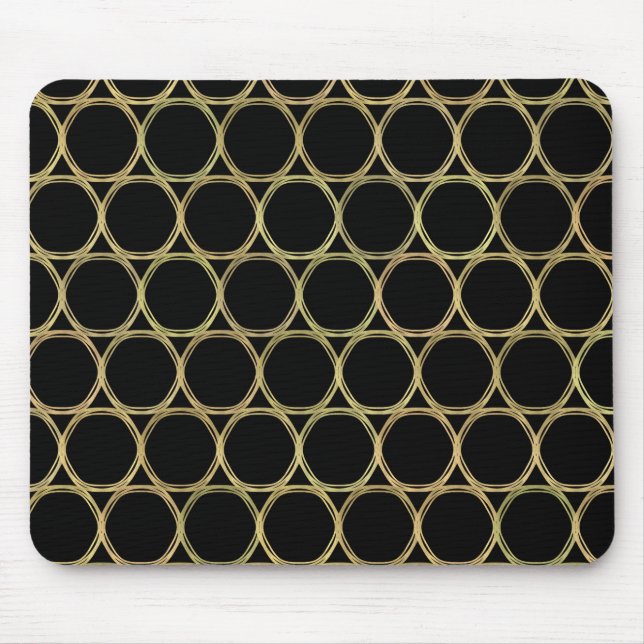 Mousepad Aros Dourados em Moderno Chic Preto (Frente)