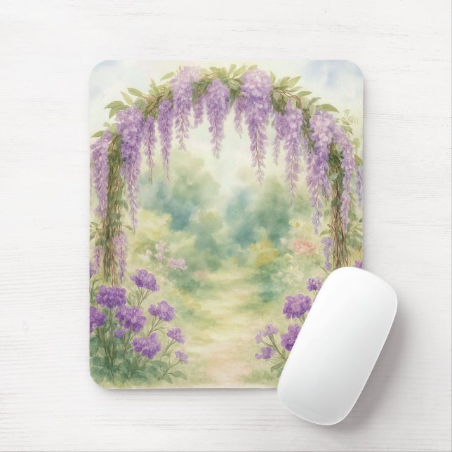 Mousepad Arqueiro de Wisteria em Jardim de Verão (Com mouse)