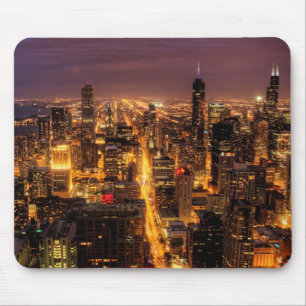 Mousepad Arquitectura da cidade da noite de Chicago