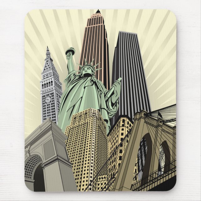 Mousepad Arquitectura da cidade estilizado super NYC (Frente)