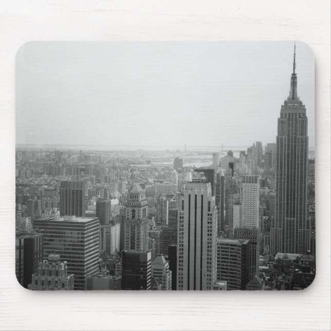 Mousepad Arquitectura da cidade preto e branco da skyline (Frente)