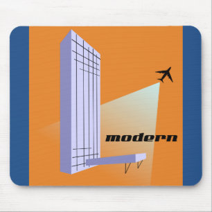 Mousepad Arranha-céus retro e avião