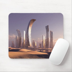 Mousepad Arranha-céus Surrealistas Futuristas em Paisagem D