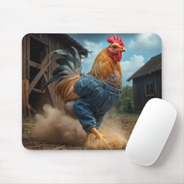 Mousepad Arranhando Galo em um Quintal Derramado (Com mouse)