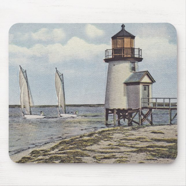 Mousepad Arredondando o farol Nantucket do ponto de Brant (Frente)