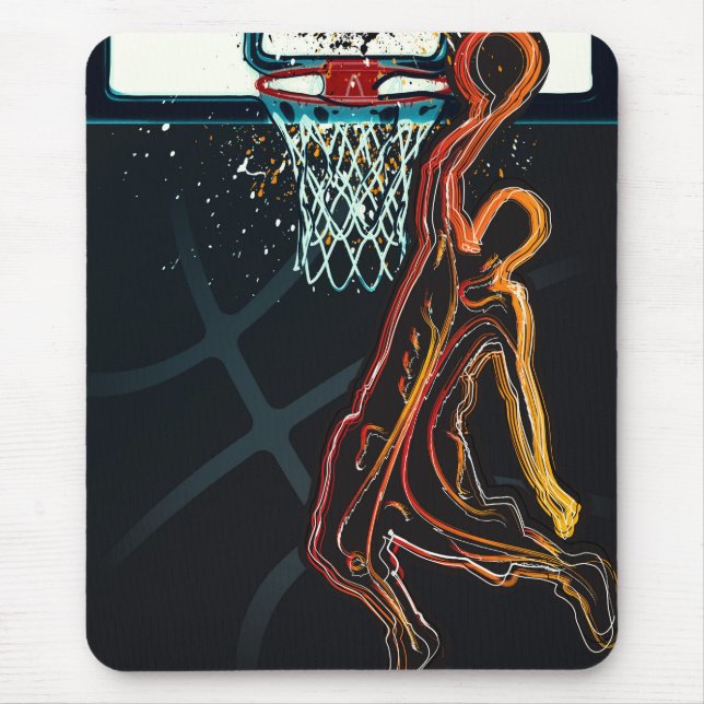 Mousepad Arremesso de enterrada de basquete moderno urbano  (Frente)