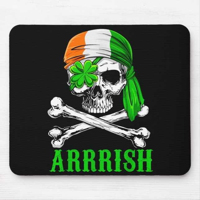 Mousepad Arrish Irish Rate Skull St Patricks Day Clover Gif (Frente)