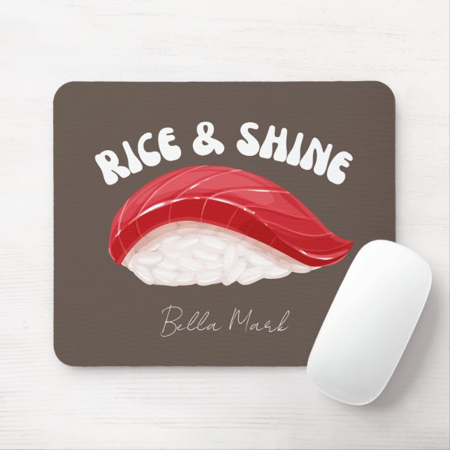 Mousepad Arroz e brilho, gato sushi (Com mouse)