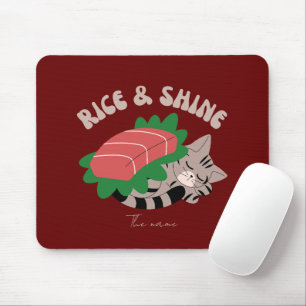 Mousepad Arroz e brilho, gato sushi