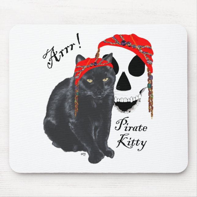 Mousepad Arrrr!  Gata Pirata Gata Preta (Frente)