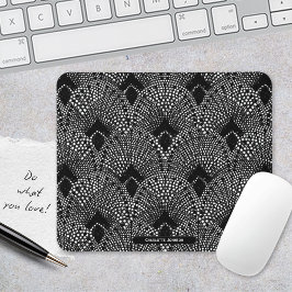 Mousepad Art Deco Antracite Retro Peacock Padrão