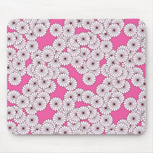 Mousepad Art Deco - padrão floral - creme a rosa (Frente)
