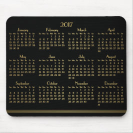 Mousepad Art Deco Preto Calendário Anual Dourado 2017