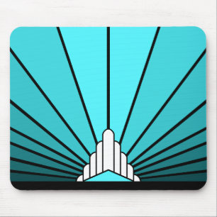 Mousepad Art deco sun em aqua