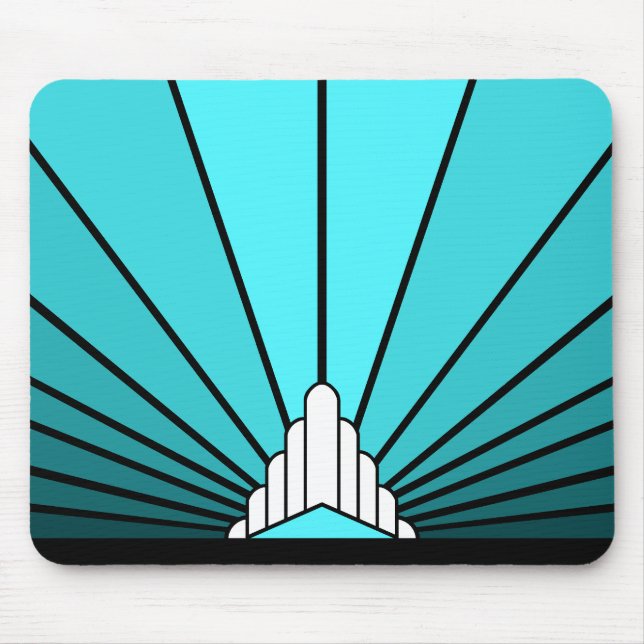 Mousepad Art deco sun em aqua (Frente)