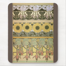 Art nouveau alfônimo mucha fuschia girassol flora