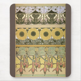 Mousepad Art nouveau alfônimo mucha fuschia girassol flora