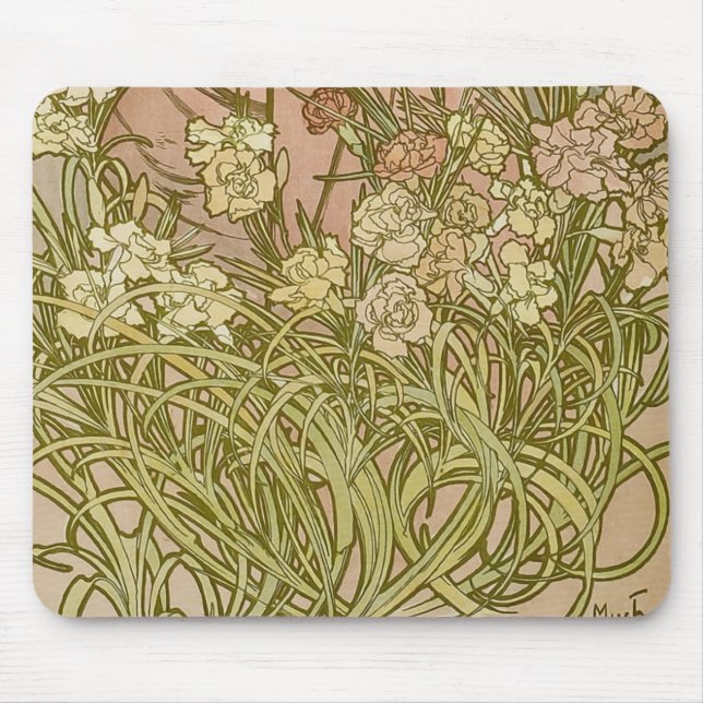 Mousepad Art Nouveau Alfonse Mucha Floral (Frente)