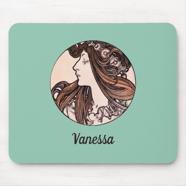 Mousepad Art Nouveau Alphonse Mucha Boutique Fouquet Nome (Frente)
