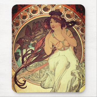 Mousepad Art nouveau Alphonse Mucha elegante vintage mulher