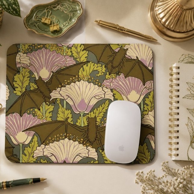 Mousepad Art Nouveau Bats and Flowers (Criador carregado)
