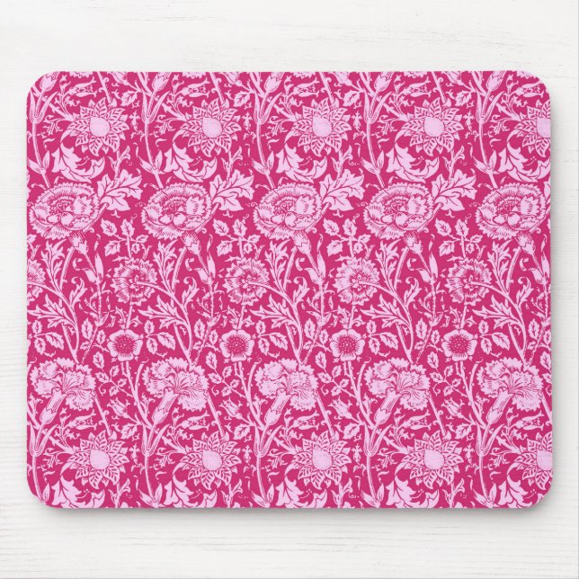 Mousepad Art Nouveau Carnação Damask, Fuchsia Rosa (Frente)