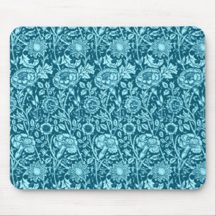 Mousepad Art Nouveau Carnação Damask, Indigo e Sky Blue
