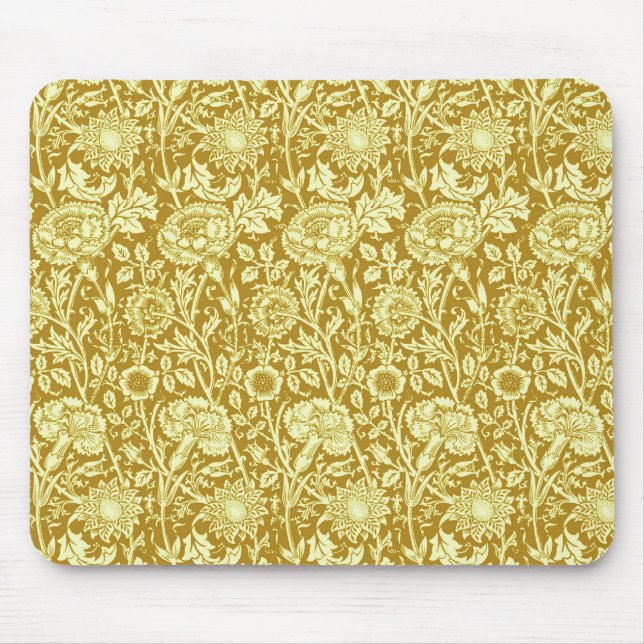 Mousepad Art Nouveau Carnação Damask, Mostarda e Amarelo (Frente)
