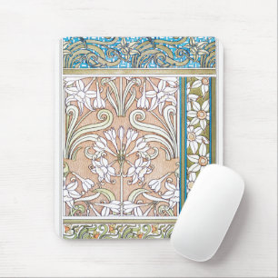 Mousepad Art nouveau daffodil flor vintage têxtil floral