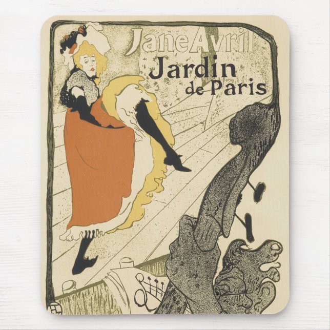 Mousepad Art Nouveau Dancer Jane Avril, Toulouse Lautrec (Frente)