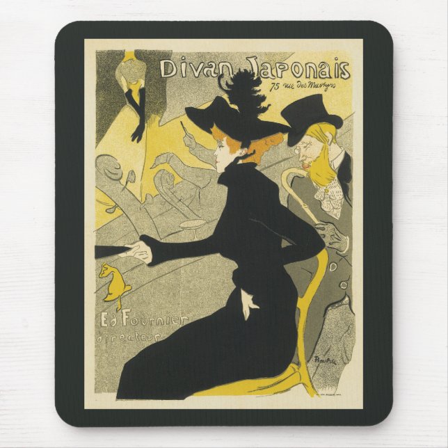 Mousepad Art Nouveau, Divan Japonês, por Toulouse Lautrec (Frente)