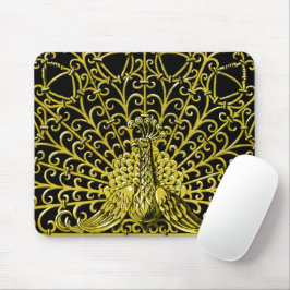 Mousepad Art Nouveau Dourado Peacock