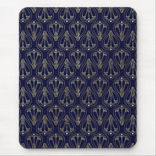 Mousepad Art Nouveau Marinho Azul e Dourado