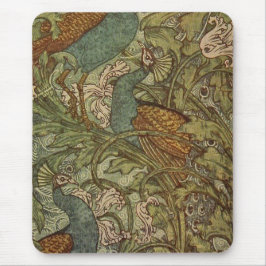 Mousepad Art nouveau pavão e gaveta de flores