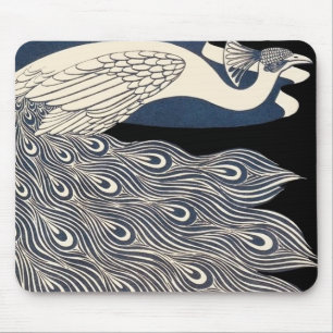 Mousepad Art Nouveau Peacock Poster Art Impressão